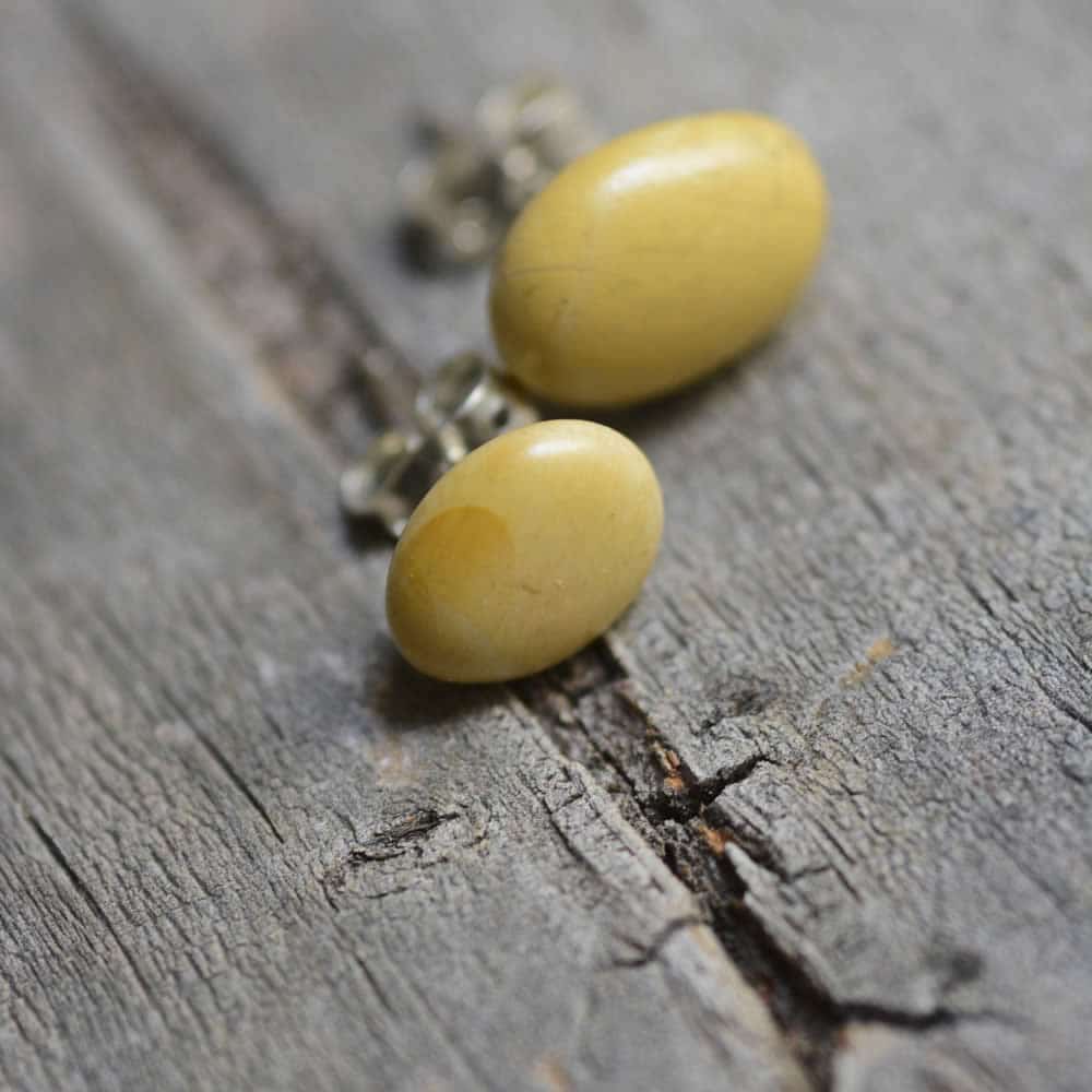 Yellow post earrings, simple jewellery, gift for her
